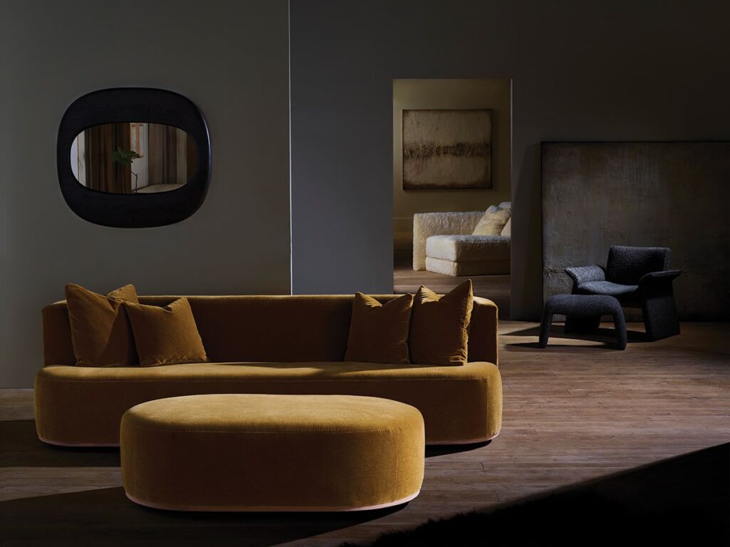 The Hamilton sofa and ottoman from Verellen through CAI Designs
